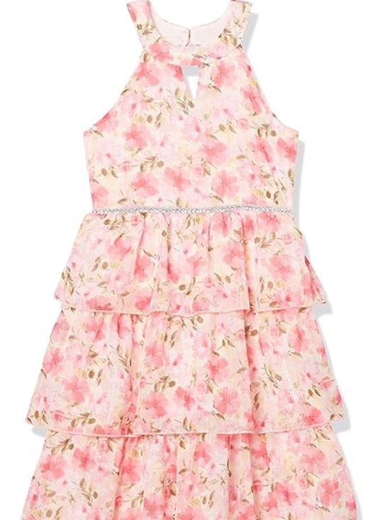Speechless Other - Speechless Kids Pink Floral Ruffled Tiered Dress Size 10 Easter Party Spring